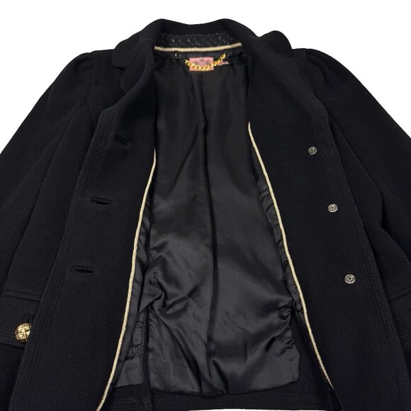 Vintage Y2K Juicy Couture Wool Jacket Coat SZ M Black Gold Buttons Goth Preppy - Picture 7 of 14